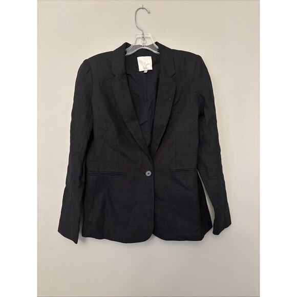 Joie Black Linen Jacket Classic Blazer Sz 6 - Picture 1 of 9